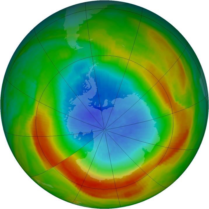 Antarctic ozone map for 13 October 1980